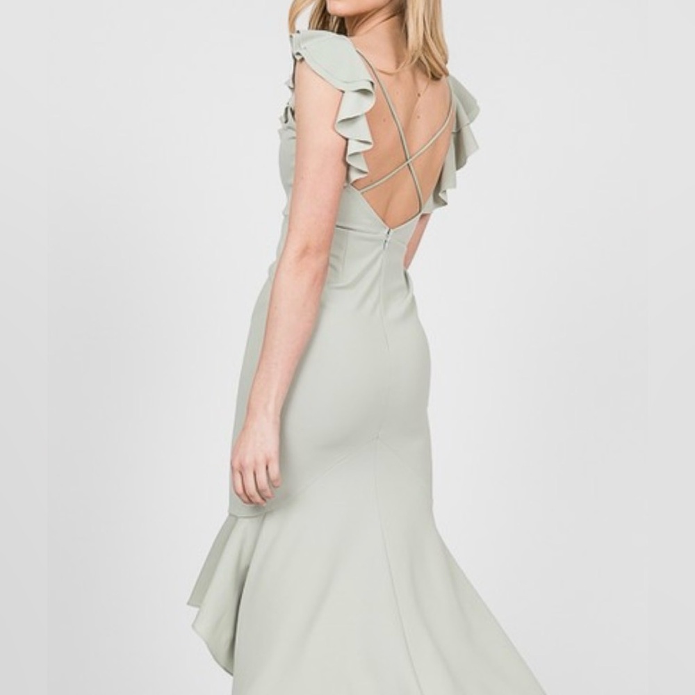 Boutique Dress Ruffled Flutter Sleeve Midi Dress Fishtail Hem S, M, L MSRP$75